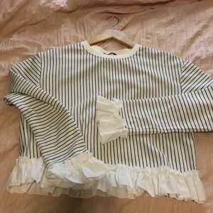 Stripped ruffle sweater